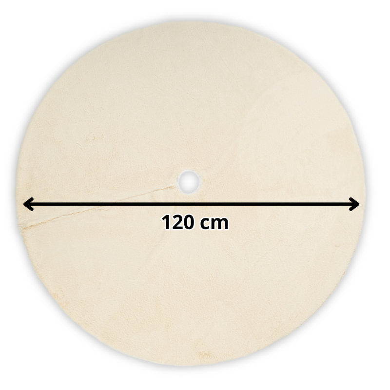 Koc Pod Choinkę, Pluszowy Dywan 120 cm | Beżowy Jednolity