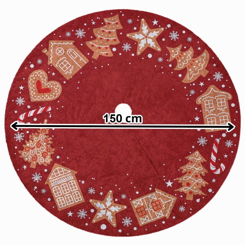 Koc Pod Choinkę, Pluszowy Dywan 150 cm | Pierniki