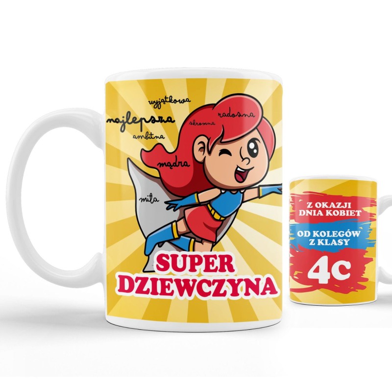Kubek Personalizowany dla dziewczyny Super Dziewczyna + Tekst
