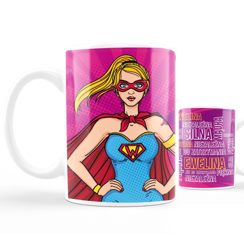 Kubek Personalizowany dla dziewczyny Super Girl + Imię