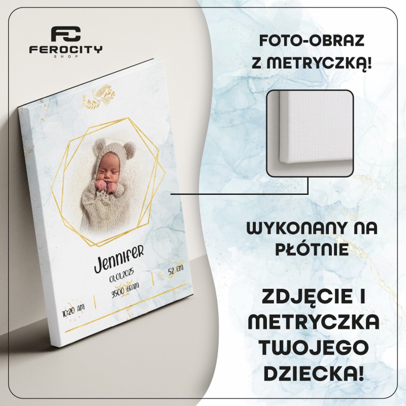 Metryczka dla dziecka – fotoobraz na płótnie Baby