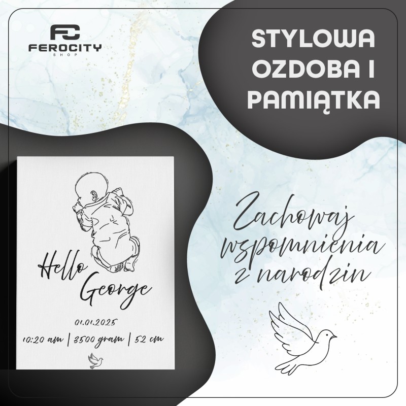 Metryczka dla dziecka – fotoobraz na płótnie Baby