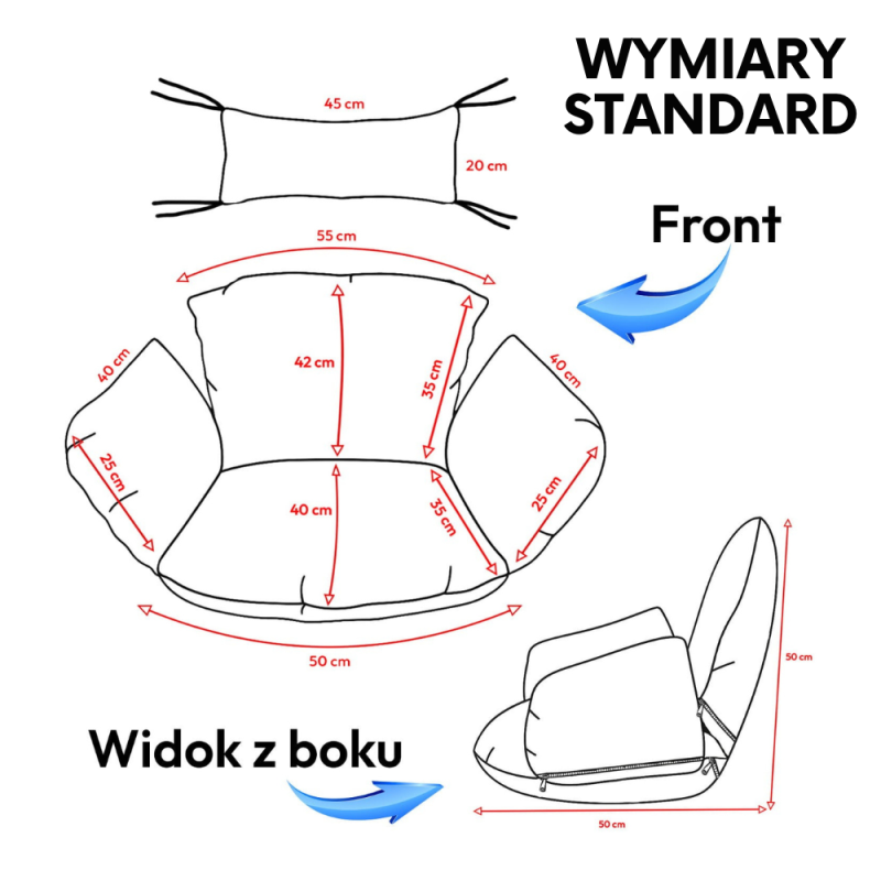 Poduszka do fotela wiszącego Kokon Pomarańczowe kwiaty