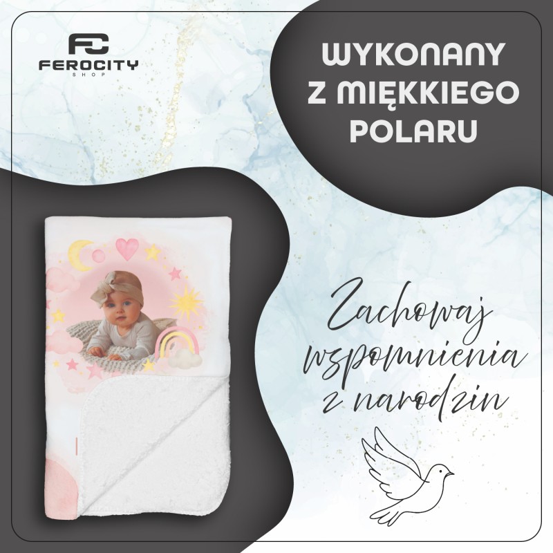 Personalizowany Kocyk Metryczka Heksagon