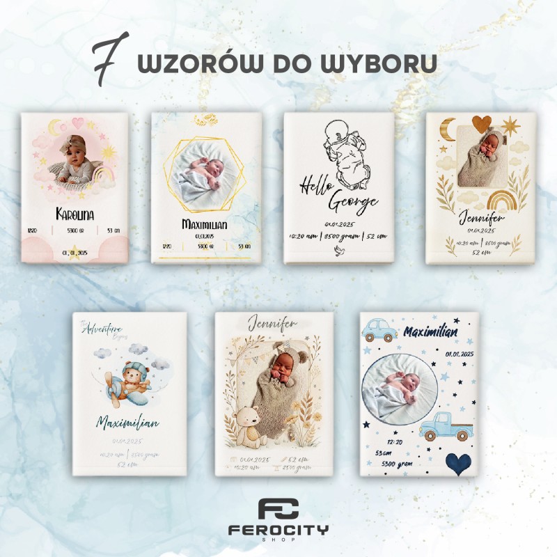 Personalizowany Kocyk Metryczka Heksagon