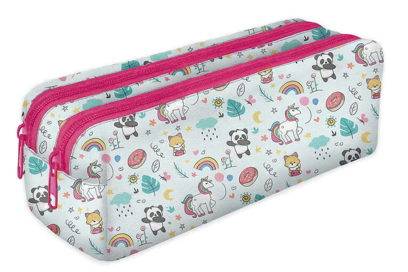 Piórnik szkolny podwójny tuba Unicorn Panda Różowe Zamki