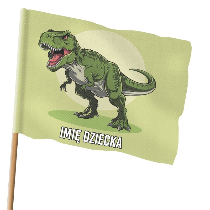 Flaga dziecięca dinozaur personalizowana MONTAŻ I WYMIAR DO WYBORU