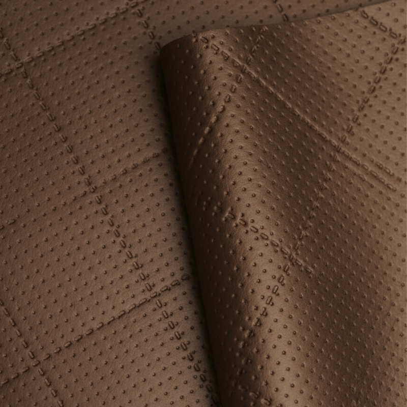 Ekoskóra METALIC BROWN pikowana w romby 5x5 cm