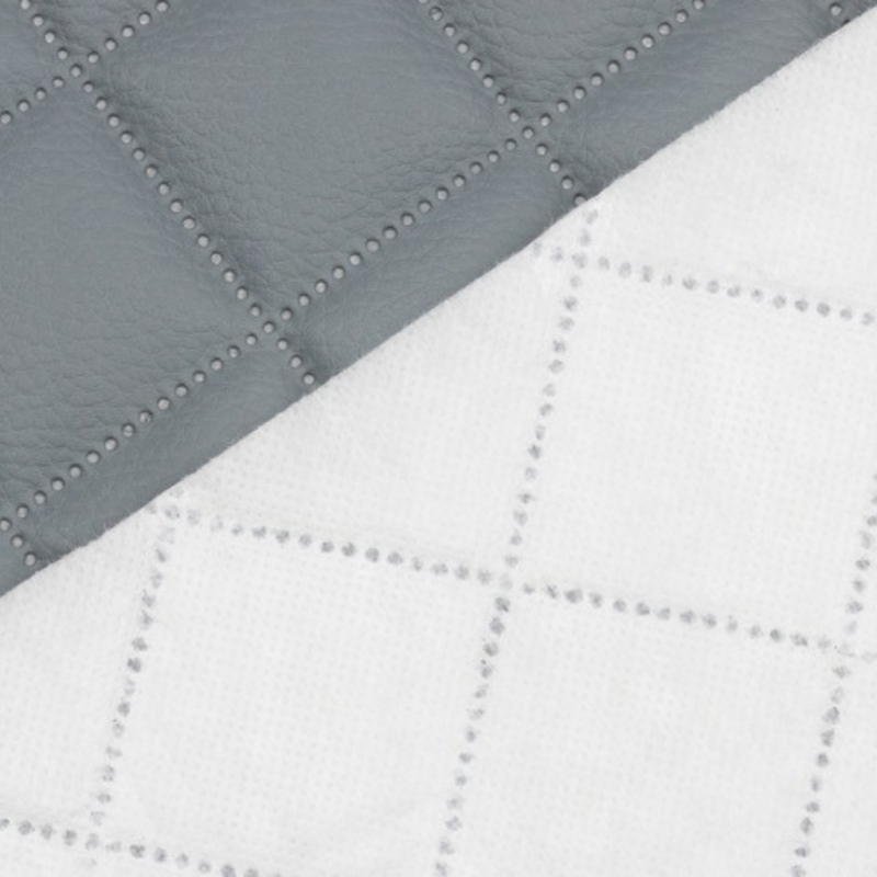 Ekoskóra METALIC WHITE pikowana w romby 5x5 cm