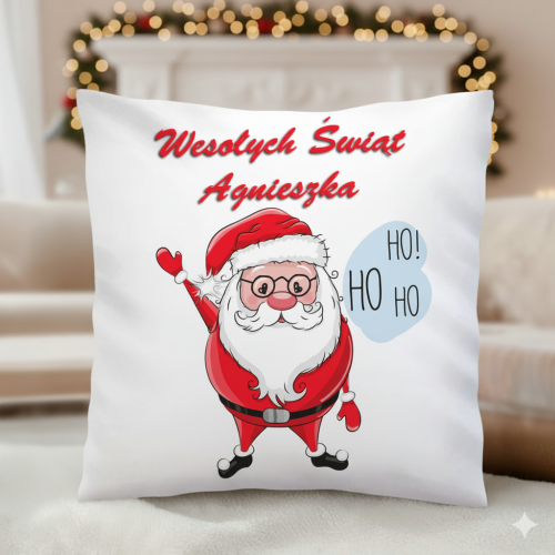 Poduszka Świąteczna + Imię 45x45 ho ho ho