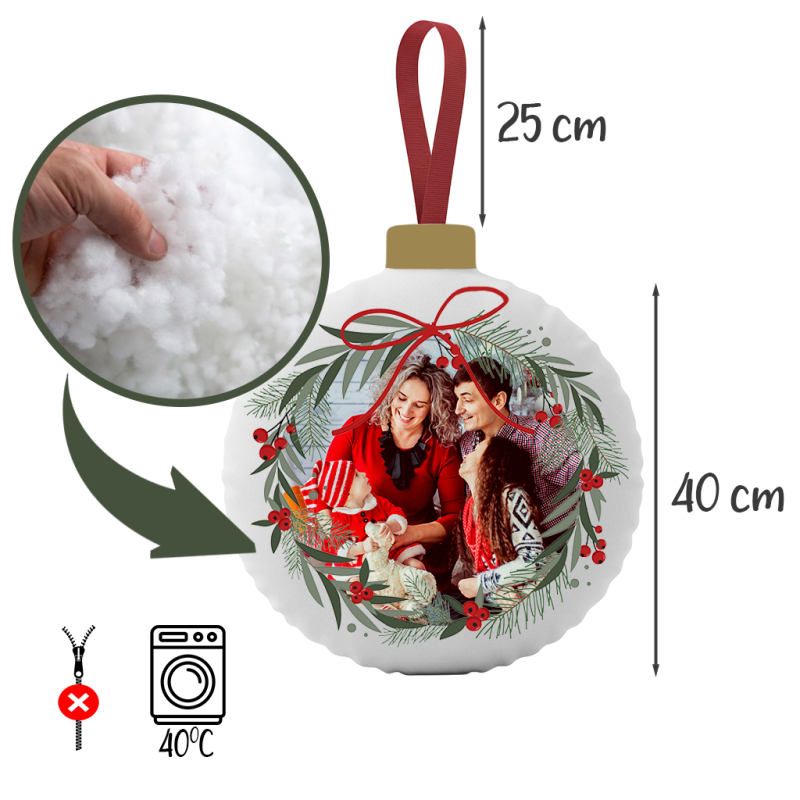 Personalizowana Poduszka Świąteczna w Kształcie Bombki