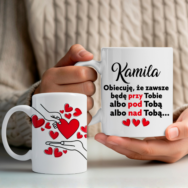 Personalizowany kubek walentynkowy OBIECUJĘ + Imię