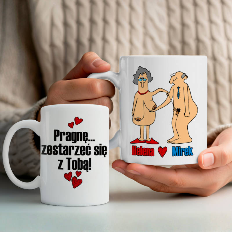 Personalizowany kubek walentynkowy Pragnę zestarzeć się z Tobą!