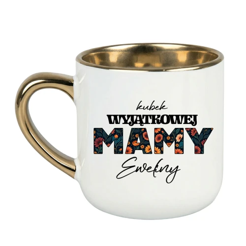 Kubek elegant biały ze złotym Kubek wyjątkowej mamy + Imię