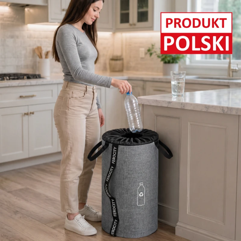 Kosz Torba na Butelki Kaucyjne Zwrotne z Uchwytami do Domu XXL 100L Szary