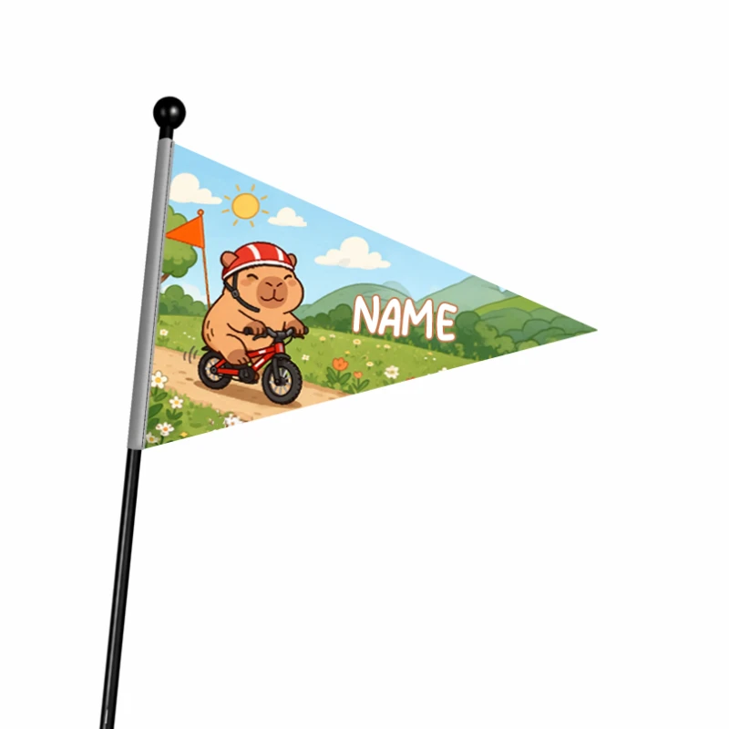 Flaga na rower chorągiewka z kapibarą z personalizowanym napisem jakościowa
