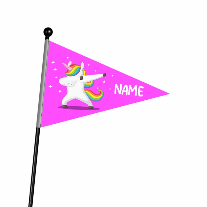 Flaga na rower chorągiewka z jednorożcem z personalizowanym napisem jakościowa