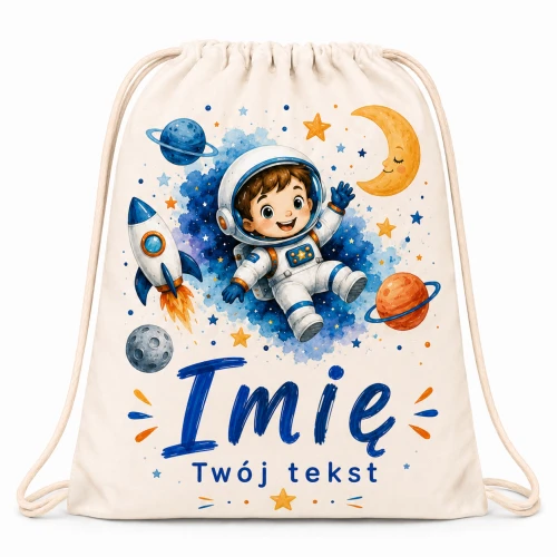 Worek z imieniem do przedszkola szkoły Astronauta
