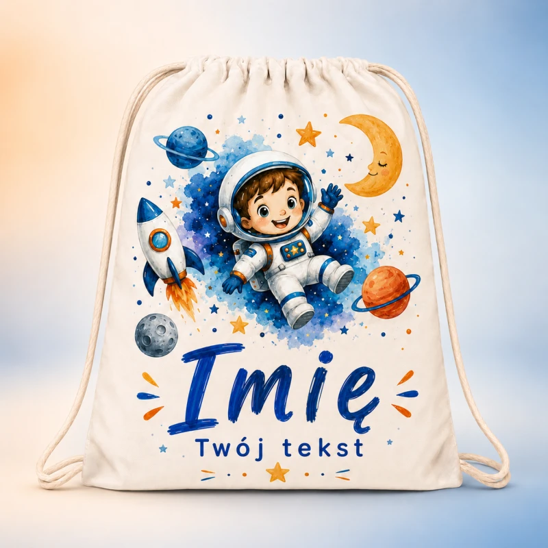 Worek z imieniem do przedszkola szkoły Astronauta