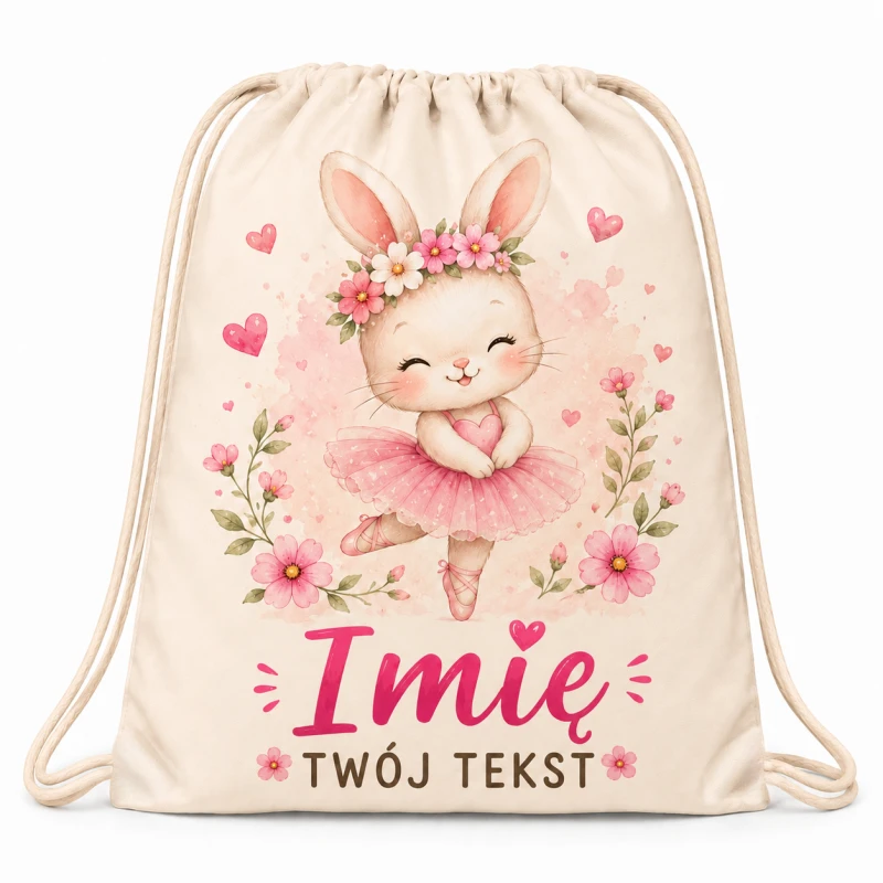 Worek z imieniem do przedszkola szkoły Królik