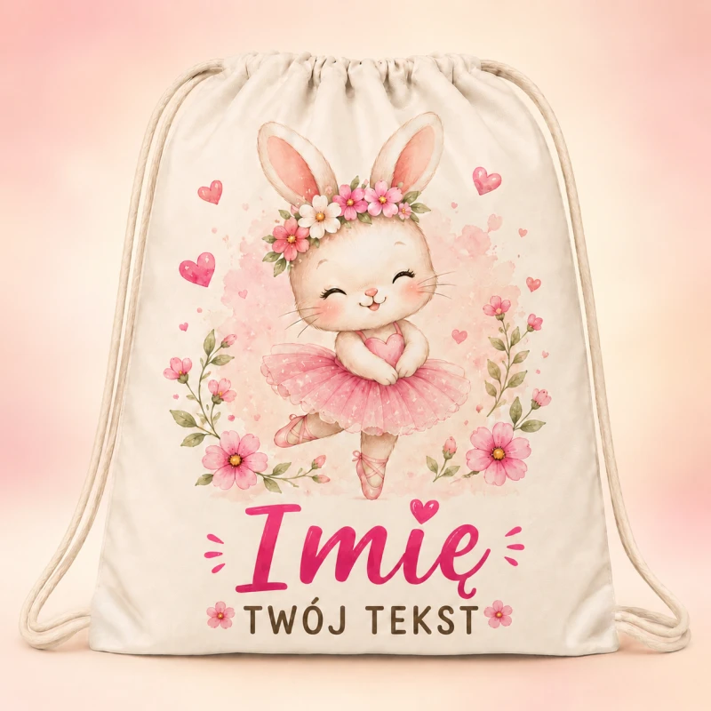Worek z imieniem do przedszkola szkoły Królik