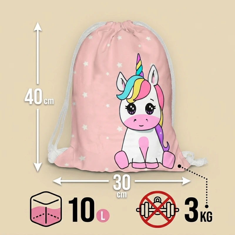 Worek z imieniem do przedszkola szkoły Unicorn
