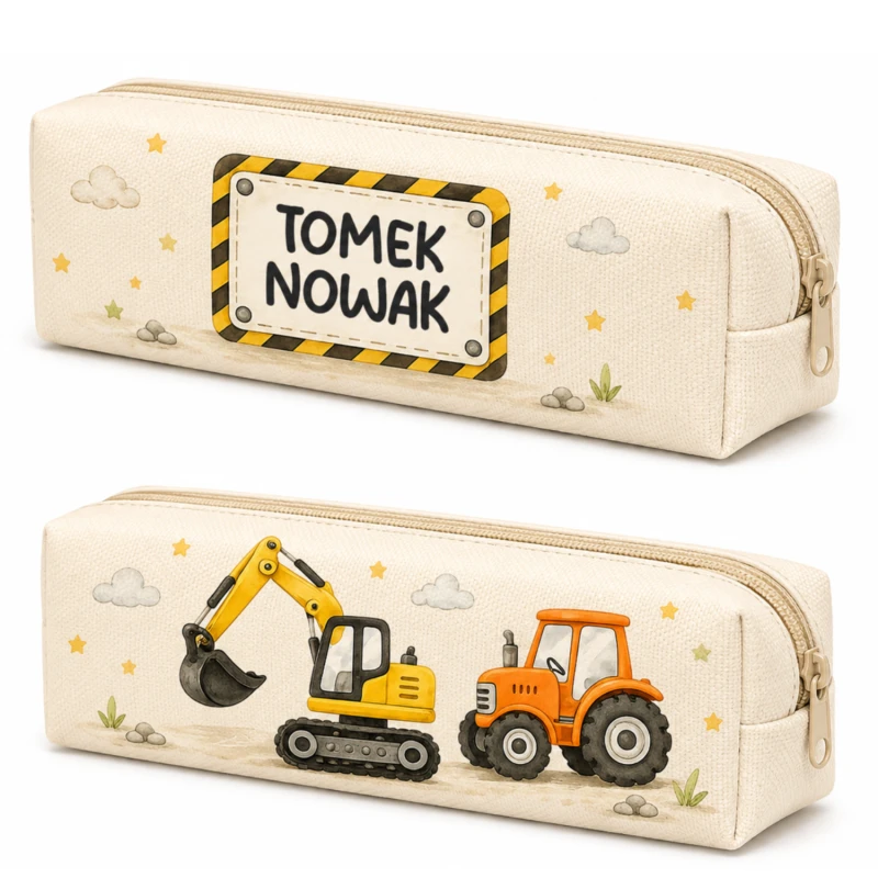 Piórnik szkolny Tuba do Przedszkola Saszetka Polski Wyprawka Z IMIENIEM Koparki 1.png