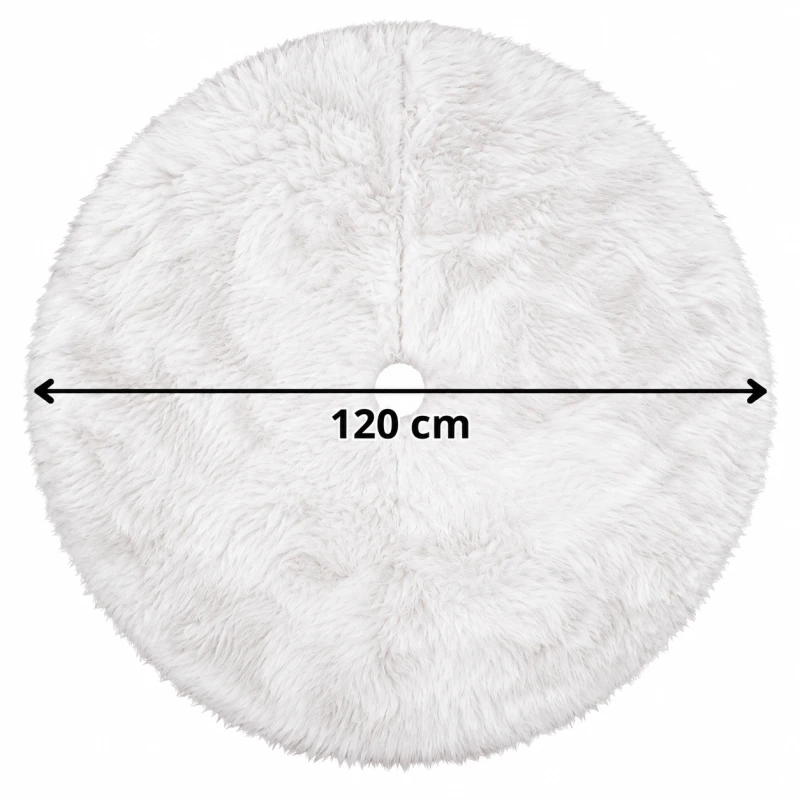 Koc Pod Choinkę, Pluszowy Dywan 120 cm Biały jednolity 120.png